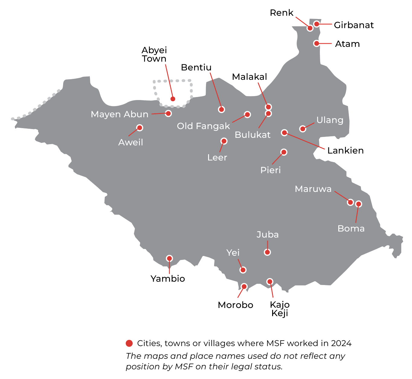map of activities in south-sudan