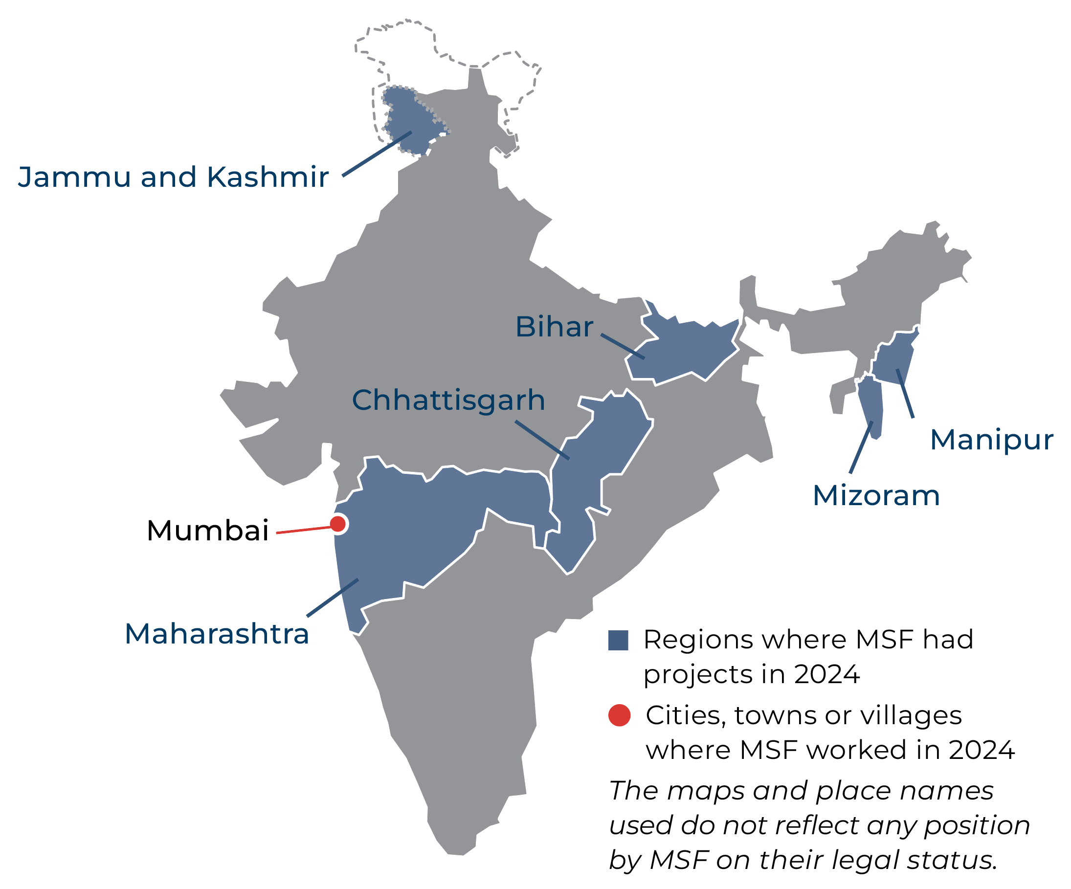 map of msf activities in india
